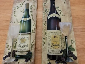 KATE MCROSTIE 3D ART WINE WALL ART RESIN - SET OF 2 PLAQUES - 9.5" X 3.5"  - Picture 1 of 6