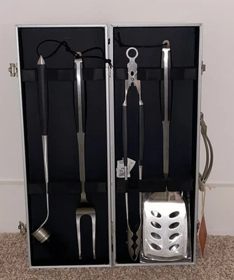 NEW Williams Sonoma Barbeque BBQ Tool Grill Set 4 Piece Stainless Steel w Case!! - Image 1 of 4