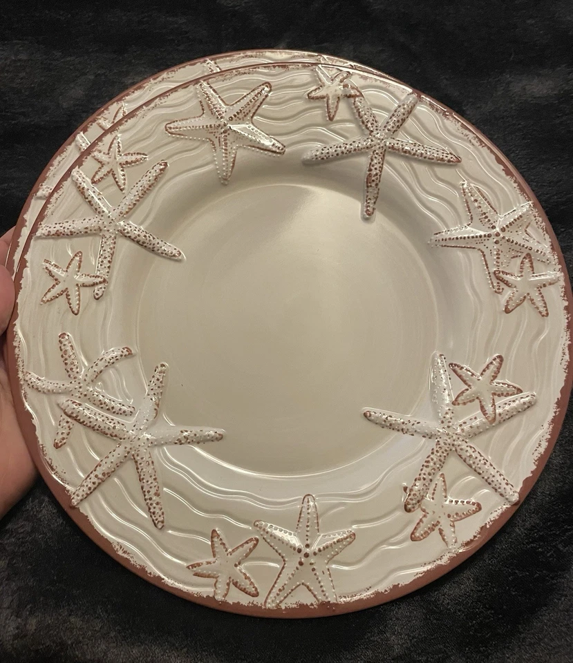 Juego de 2 platos de cena de estrellas de mar de melamina de 11" de Sigrid Olsen Beach náutico 3D Foto 1 de 4