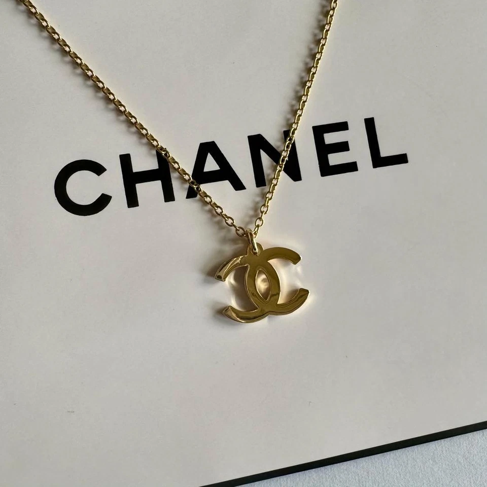 Auténtico Collar CHANEL Marca Coco Tono Dorado Inoxidable 45cm Elegante Foto 1 de 4