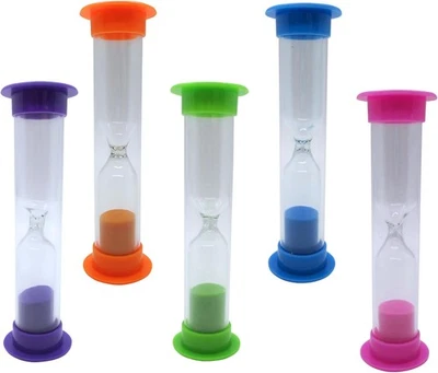 Temporizador de arena con reloj de arena - Juego de temporizadores de arena de 5-2 minutos en naranja, rosa, púrpura, azul Foto 1 de 4