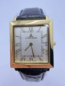 Men’s Jacques Lemans Swiss Wrist Watch 10 Micron Gold Plated 1-994 - New Battery - Picture 1 of 8
