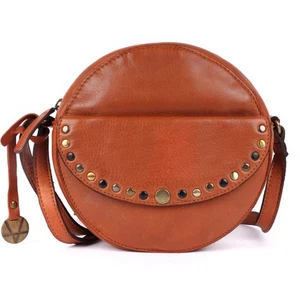 Echtes italienisches Leder Boho Nieten Runde Crossbody Sling Bag - Stylisch, Dur... - Bild 1 von 6