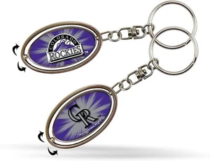 Colorado Rockies Premium Metal Keychain, 2-Sided Spinner, Oval Fob - Picture 1 of 1