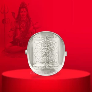 Mahamrityunjaya Yantra Ring in Pure Silver Spiritual Powerful Lucky Ring OmPooja - Picture 1 of 3