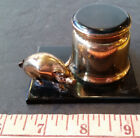 Antique Victorian Pig Brass Ink well Original