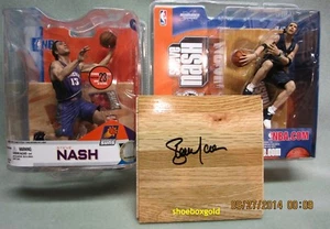 STEVE NASH,  Hand-Signed Floor Board and MCFARLANE Figures, 3-Piece Collection - Picture 1 of 5