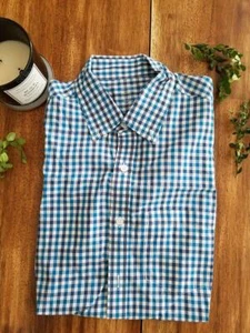 Camisa top J CREW Azul Blanco Gingham Peso Ligero a Rechazo con Botones Pequeña S Delgada - Imagen 1 de 3