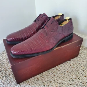Mezlan Anderson 13584-F Burgundy Genuine Crocodile Leather Dress Shoes Size 13M - Picture 1 of 20