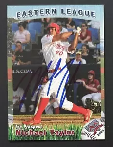 MICHAEL TAYLOR SIGNED 2009 Reading Phillies Auto CARD ~ AUTHENTIC - Imagen 1 de 2