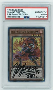 PSA Signed Wayne Grayson Yu-Gi-Oh! Fighting Flame Swordsman MZMI-EN001 UR - Picture 1 of 2