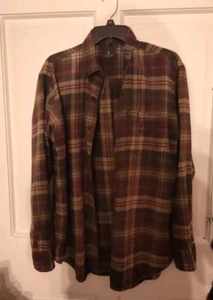 G.H.Bass & Co Men's Brown Plaid Button Up Flannel Shirt Sz M - Picture 1 of 3