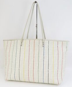 Authentic FENDI White Zucca PVC Canvas Tote Shoulder Bag Purse #51116