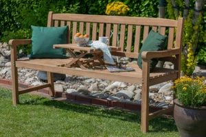 Ecxlusive Gartenbank Teakholz 160 mit ausklappbarem Tisch - Bild 1 von 6
