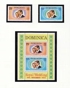 (69877) Dominica Princess Anne Wedding minisheet & stamps MNH 1973 - Picture 1 of 1