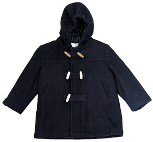 Peacoat Coat navy blue wool Jacket W/ hood pockets size 4 boys Girls, Vintage - Picture 1 of 10