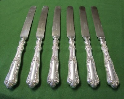 Cuchillos de cena antiguos LOTUS 6 asas huecas plateados 1895 sin monogramas TC Foto 1 de 4