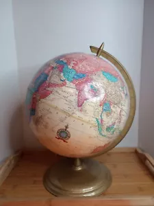 Vintage Cram's Imperial 12" World Globe Gold Metal Stand. Made In The USA - Picture 1 of 16
