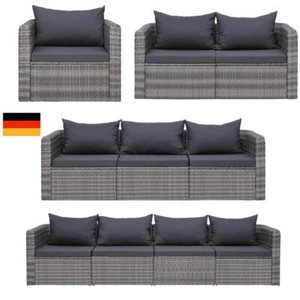 Poly-Rattan Sofa mit Kissen 2/3/4-Sitzer Garten Loungesofa Metall Polyester DE - Bild 1 von 27