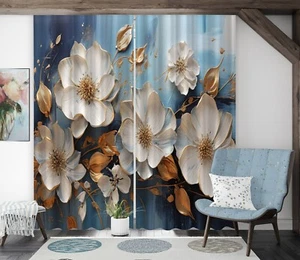 3D Delicate White Flowers I7549 Photo Blockout Curtain Fabric Window Erin 2023 - Picture 1 of 7