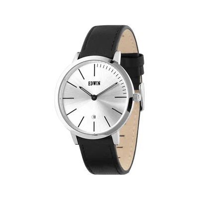 Reloj Edwin KENNY Hombre 3 Hand-Date, Caja Acero Inoxidable y Correa Cuero Negro Foto 1 de 4