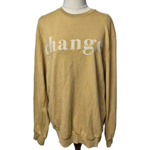Denim & Flower Jumper Mens Size M Tan Ricky Singh Change Crew Sweatshirt Fleece - Picture 1 of 9