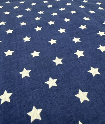 White Stars on Navy Blue Cotton Quilt weight Fabric BTHalf Y #23 - Image 1 of 4