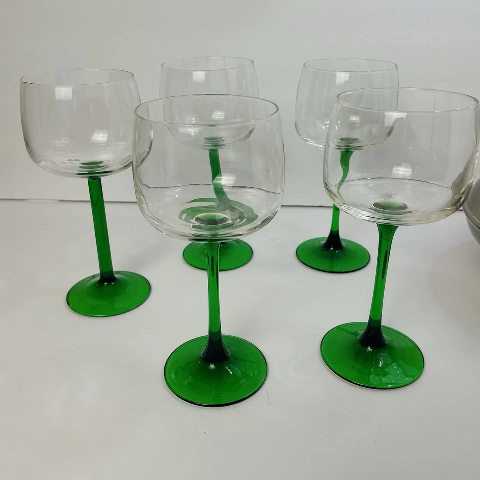 Globo de vino/jerez Luminarc años 90 con verde esmeralda, tallos y pie 5 Foto 1 de 4