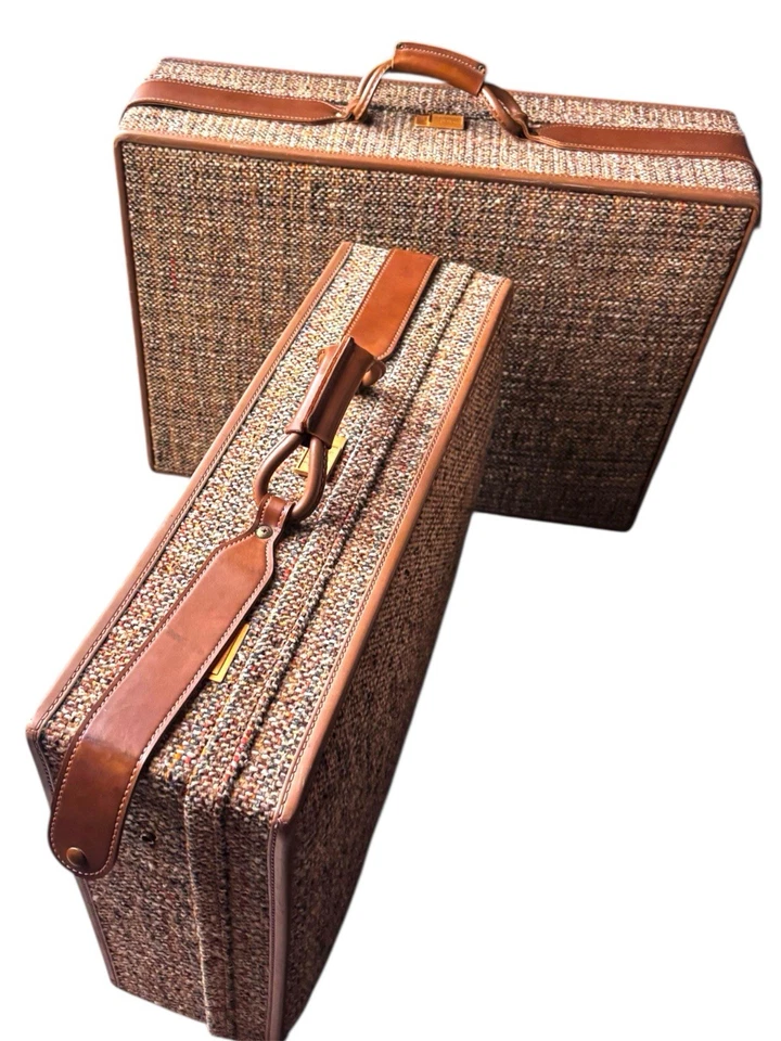 Equipaje Hartmann Vintage Años 70 Tweed Maleta Equipaje con Cinturón de Cuero Foto 1 de 4