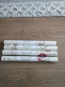 4 ROLLS LAURA ASHLEY HOLLYHOCKS MULTI GREY 1989 - Picture 1 of 3