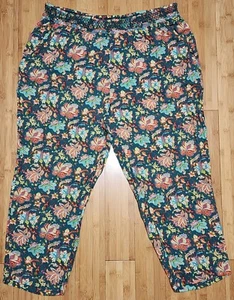 Sundance Pants Womens Sz XL Green Floral Stretch Bohemian Coastal Elastic Waist - Picture 1 of 10