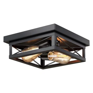 Vintage Rustic Lamp Flush Mount Pendant Lamp Ceiling Lamp Black Cage Chandelier - Picture 1 of 7
