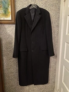 Ermenegildo Zegna Large Men's Charcoal Black Cashmere Over Coat Italy Sz54 Saks - Picture 1 of 15