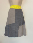 Lagom Skirt Size 14 Yellow & Grey A Line Linen Style Block Colour Skirt Bk R28