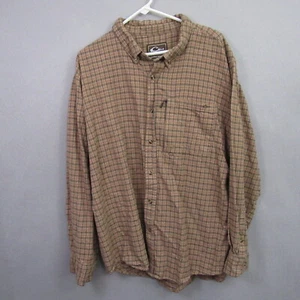 Drake Mens Button Down Shirt 2X Brown Long Sleeve Plaid 100% Cotton - Picture 1 of 13