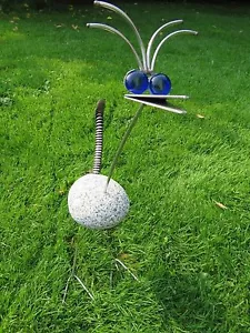 Granitvogel, Steinvogel, Edelstahlvogel, Metallvogel, Gartenfigur 35cm - Bild 1 von 2