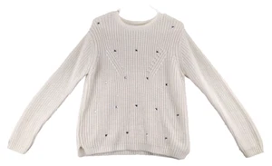 Zara Girls winter Collection Sweater Girls 13-14 White Embellished Rhinestones - Picture 1 of 14