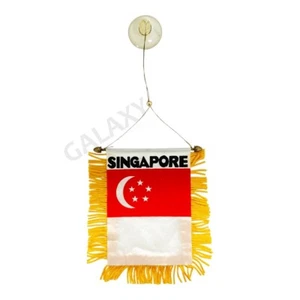 Singapore Flag Mini Banner / Double Sided Mini Singapore Car Window Flag - Picture 1 of 1