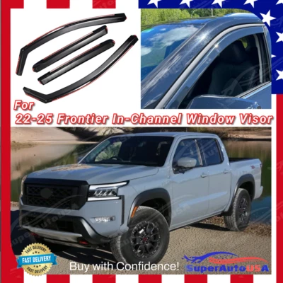 Fits Nissan Frontier 22-25 Rain Sun Guards Vent Deflectors In-Channel Visors - Image 1 of 4