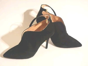Enzo Angiolini Eapamla Bootie Black Suede & Leather Shoes Size 11M Heels VGC NIB - Picture 1 of 15