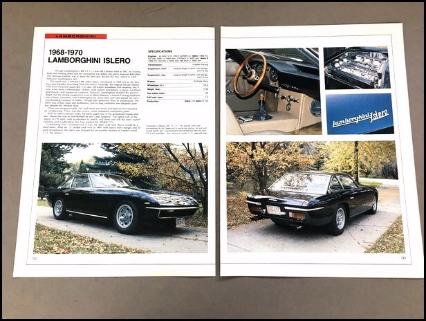 Lamborghini Islero Car Review Print Article with Specs 1968 1969 1970 P242 - Image 1 of 1