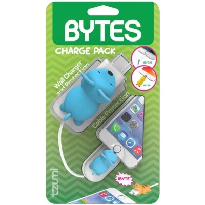 tzumi Cord Bytes Charge Pack Cable Protector & Adapter - Blue Mouse (6270) - Image 1 of 2