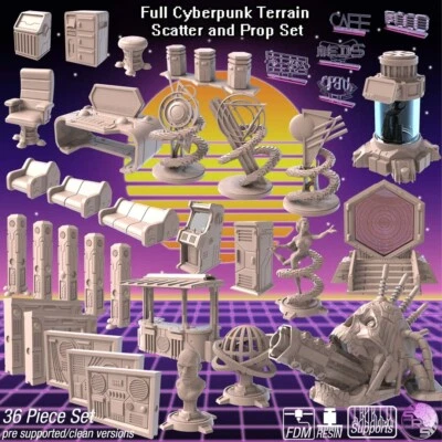 SYNC RATIO SYSTEMS Cyberpunk Terrain Set – 3D Printed Sci-Fi City Scenery for 28–32mm Games