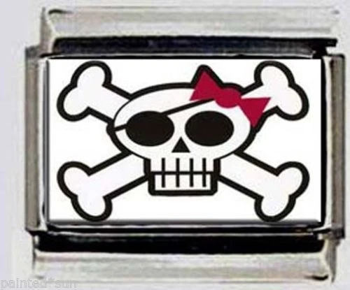 Arco rosa calavera huesos cruzados foto italiana 9 mm encanto para pulsera modular ENLACE Foto 1 de 1