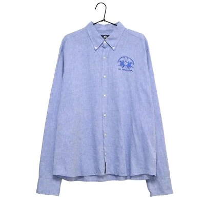 La Martina Linen Cotton Men’s Long Sleeve Blue Shirt Size XXL 2XL - Image 1 of 4