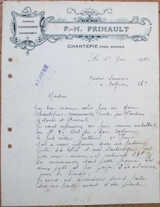 Forge 1912 French Letterhead, Chantepie Rennes Furnace France Art Nouveau - Imagen 1 de 1