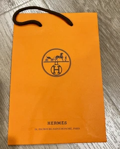 Hermes leere orange Einkaufstasche Geschenk Papiertüte Beuteltasche 8,5 × 6 × 2,75" klein - Bild 1 von 2