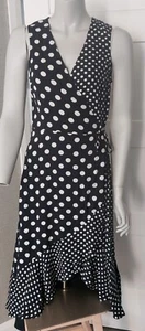 Phase Eight Lea Navy Polka Dot Midi Wrap Dress Size 8 BNWT - Picture 1 of 5