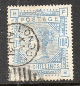 Gran Bretaña QV 1883 10/- chelín cobalto usado SG 182 FB vendedor del Reino Unido - Imagen 1 de 5