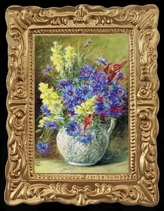 Naturaleza muerta de los años 1800 flores florales en miniatura casa de muñecas imagen artística 8297 - Imagen 1 de 1